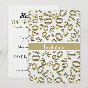 Personalisatie: 70e Gold and White Birthday Party Kaart