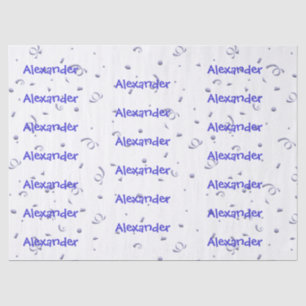 Personalisatie:  Boys Name All-Over Blue Confetti Tissuepapier