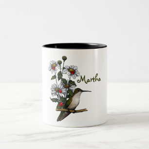 Personalisatie: Daisies, Hummingbird, Ladybugs: Ku Tweekleurige Koffiemok