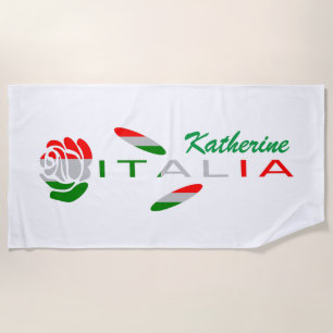 Personalisatie Italiaanse vlag Roos Strandlaken