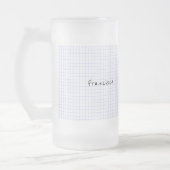 Personalisatie:  Minimalistisch blauw/wit rastermo Matglas Bierpul (Links)