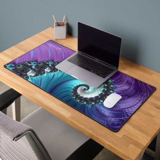 Personalisé Abstrait violet Turquoise Fractal (Bureau 2)