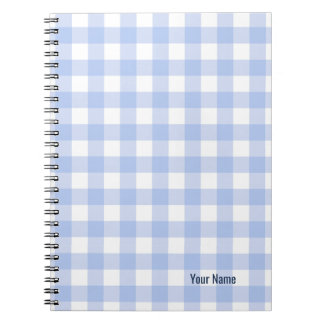 PERSONALISE Blue Gingham Pattern Notebook Notitieboek