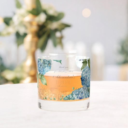 Personalise Bridal Shower Blue Hydrangeas Whisky Glas (Insitu (Huwelijk))