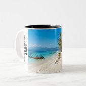Personalise Gili Trawangan Island Paradise Beach  Tweekleurige Koffiemok (Voorkant links)