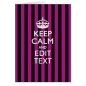 Personalisé KEEP CALM Votre Texte Fuchsia Stripes (Devant)