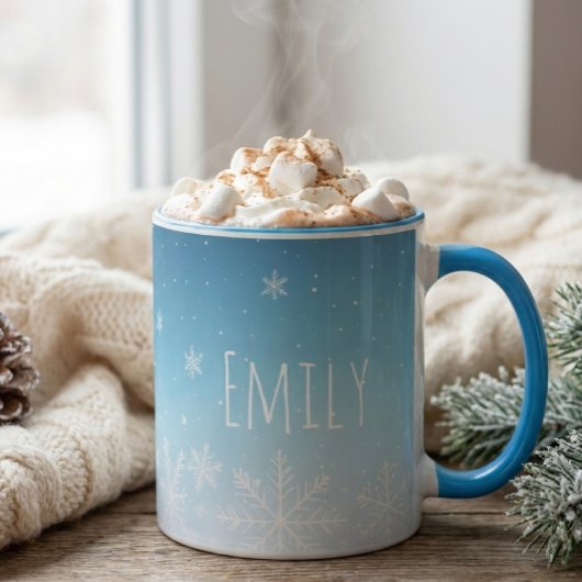 personalise name snowflake winter cold vibe mug mok