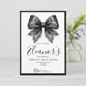 Personalised 18th Black Bow Birthday Invitation (Debout devant)