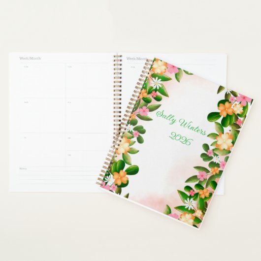 Personalised 2026 Floral Planner (Devant avec enveloppe)