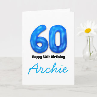 Personalised 60th Birthday Number Balloon Card Kaart
