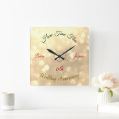 Personalised 6th Wedding Anniversary Vierkante Klok (Huis)