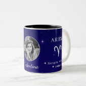 Personalised Aries Zodiac Symbol Traits Coffee Mug (Devant droit)