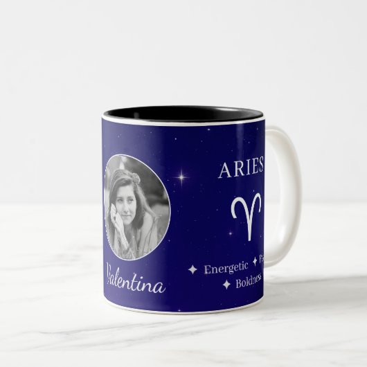 Personalised Aries Zodiac Symbol Traits Coffee Mug (Devant droit)
