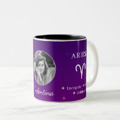 Personalised Aries Zodiac Symbol Traits Photo Mug (Devant droit)