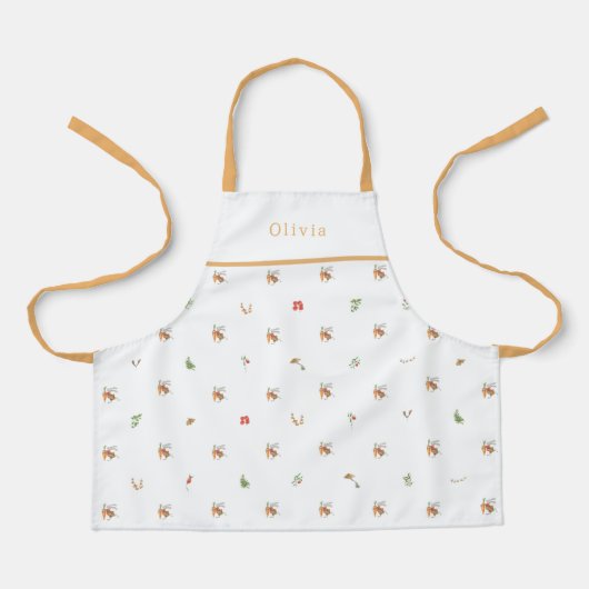 Personalised Autumnal Botanical Fall Pattern Apron Schort (Voorkant)