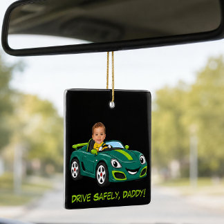 Personalised Baby Photo Drive Safely Daddy Cartoon Keramisch Ornament