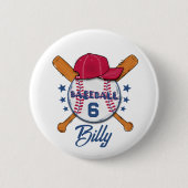 Personalised Baseball Name & Number Button | Custo (Voorkant)