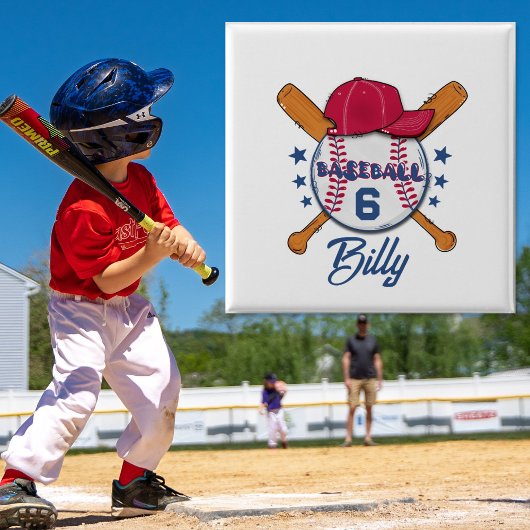 Personalised Baseball Name & Number Button | Custo