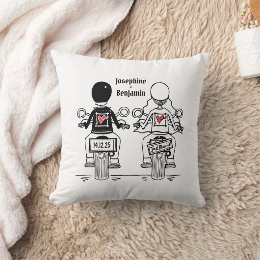 Personalised Biker Bride + Groom Wedding Gift Kussen (Deken)