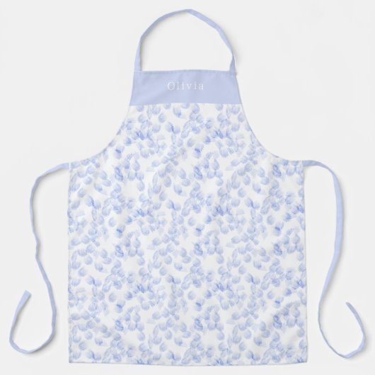 Personalised Blue Paint Strokes Pattern Apron Schort (Voorkant)