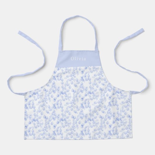 Personalised Blue Paint Strokes Pattern Apron Schort (Voorkant)