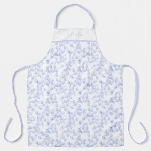 Personalised Blue Paint Strokes Pattern Apron Schort (Voorkant)