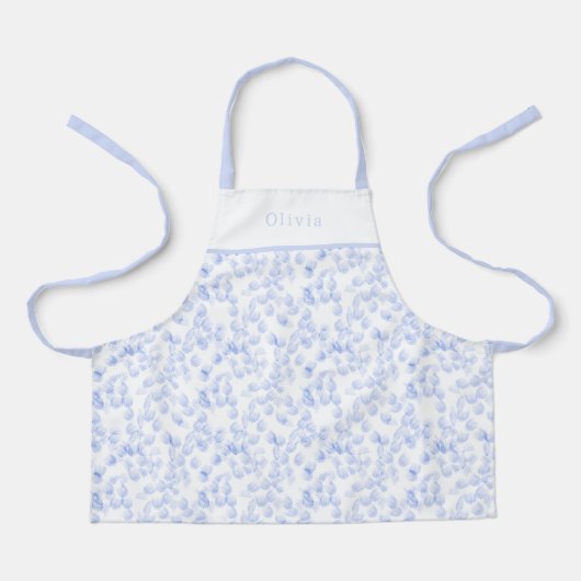 Personalised Blue Paint Strokes Pattern Apron Schort (Voorkant)