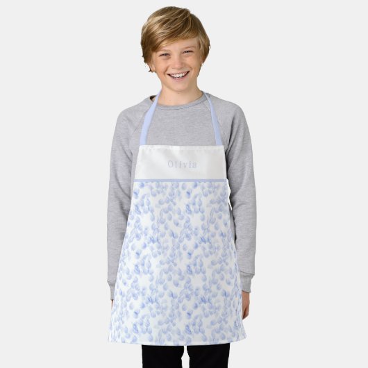 Personalised Blue Paint Strokes Pattern Apron Schort (Gedragen)