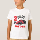 Personalised Boys Racing Birthday T-Shirt (Voorkant)