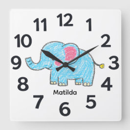 Personalised Child's Wall Clock Vierkante Klok