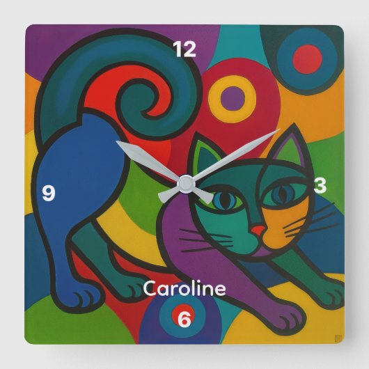 Personalised Child's Wall Clock Vierkante Klok (Voorkant)