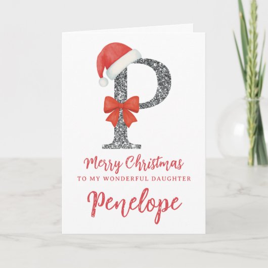 Personalised Christmas Card - Letter P Kaart (Voorkant)