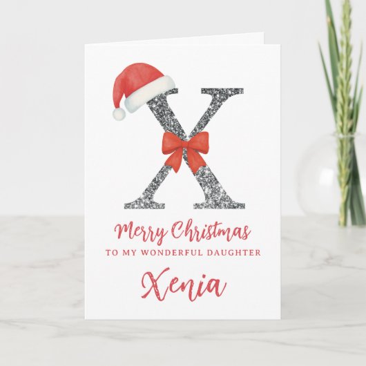 Personalised Christmas Card - Letter X Kaart (Voorkant)