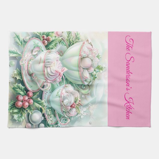 personalised christmas, pastel christmas, pink and theedoek (Horizontaal)