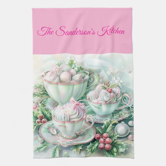 personalised christmas, pastel christmas, pink and theedoek (Verticaal)