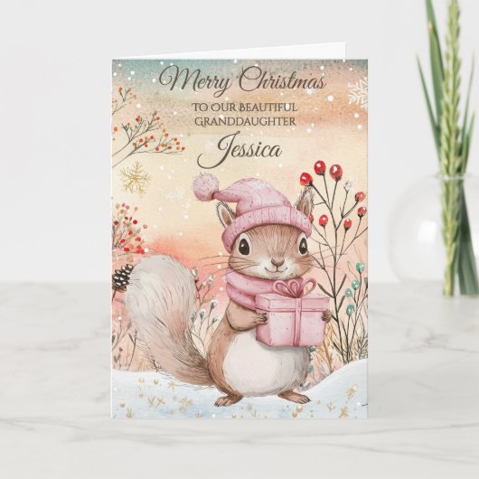 Personalised Christmas Squirrel Feestdagen Kaart (Voorkant)