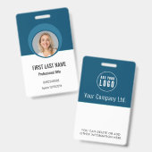 Personalised Corporate Employee ID Badge Blue (Recto et verso)