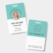 Personalised Corporate Employee ID Badge Teal (Avant & arrière)