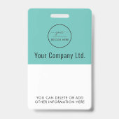 Personalised Corporate Employee ID Badge Teal (Arrière)