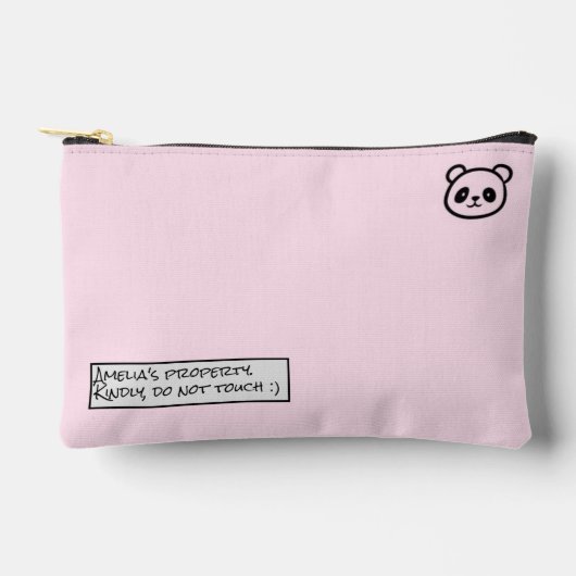 Personalised Cute Panda Illustration Zipper Pouch Etui (Voorkant)
