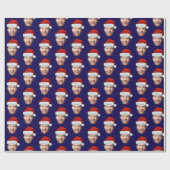 Personalised Dark Blue Face Santa Hat Gift Wrap Cadeaupapier (Vlak)