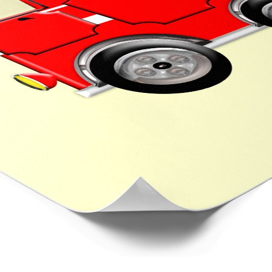 Personalised Fire Engine Boy's Cute Poster Print (Coin)