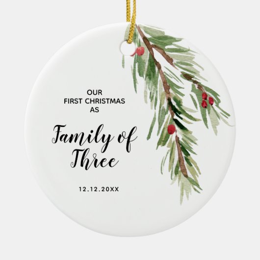 Personalised First Christmas as a Family of Three Keramisch Ornament (Voorkant)