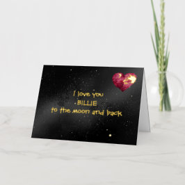 Personalised Foil Love you to the Moon folded card Folie Feestdagenkaart