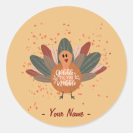 Personalised Funny Turkije in de Herfst Ronde Sticker