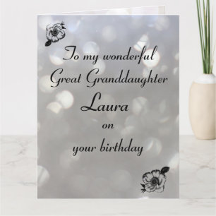 Personalised Great Granddaughter Birthday Kaart