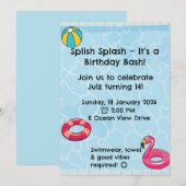 Personalised Kids Pool Party Invitation | Summer (Devant / Derrière)