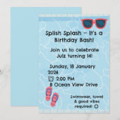 Personalised Kids Pool Party Invitation | Summer (Devant / Derrière)