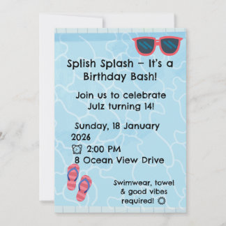 Personalised Kids Pool Party Invitation | Summer Kaart