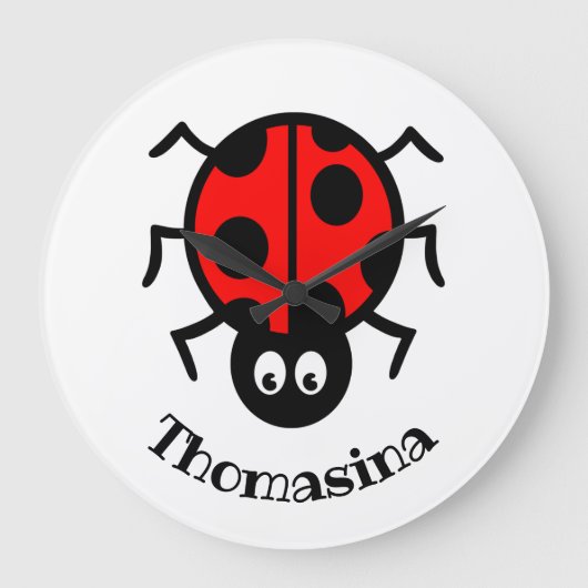 Personalised Ladybird Pattern Wall Clock Grote Klok (Voorkant)